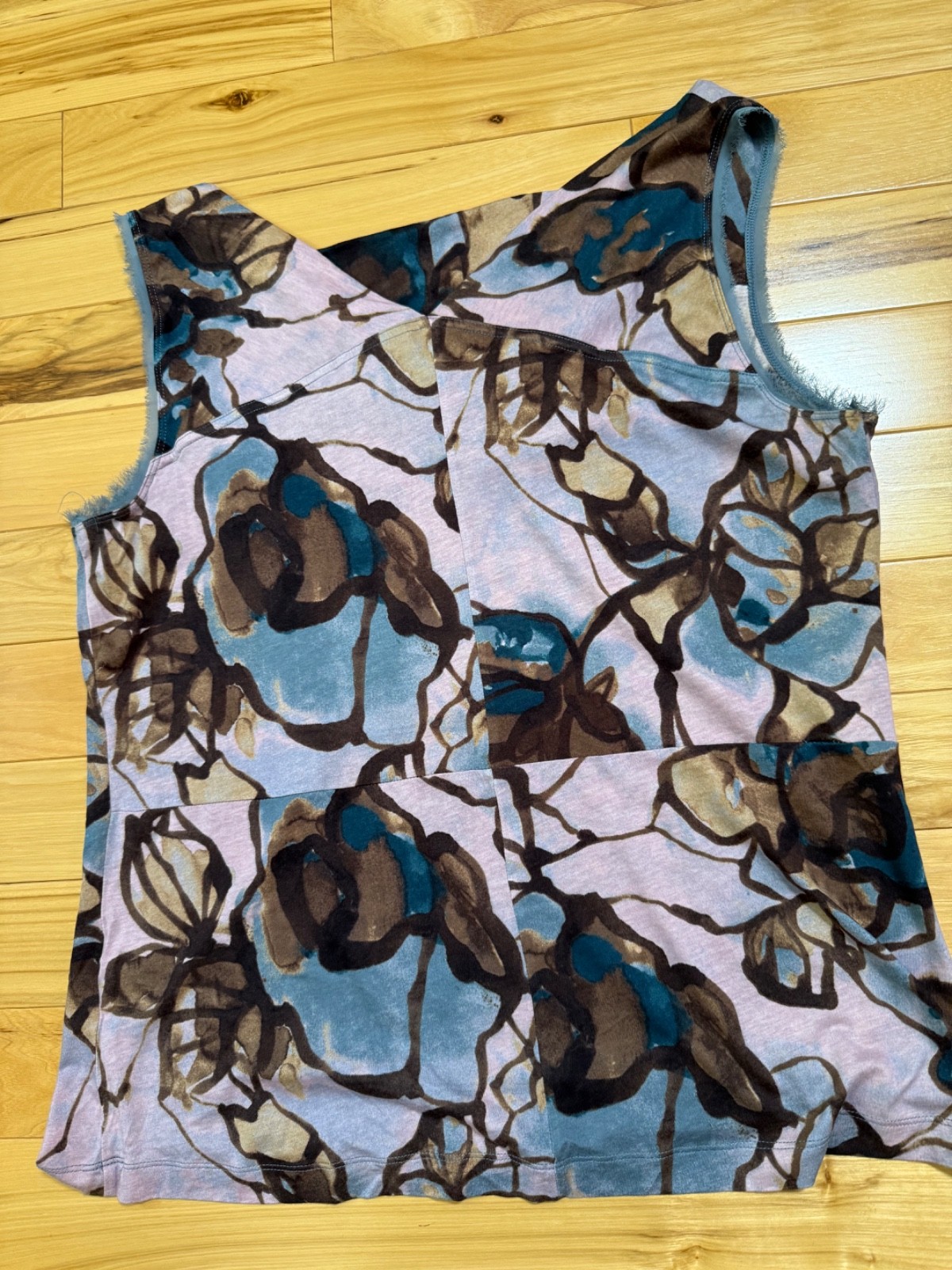 Simply Vera Vera Wang Tunic Women Lg Floral Purple/Brown Sleeveless Cowl Neck