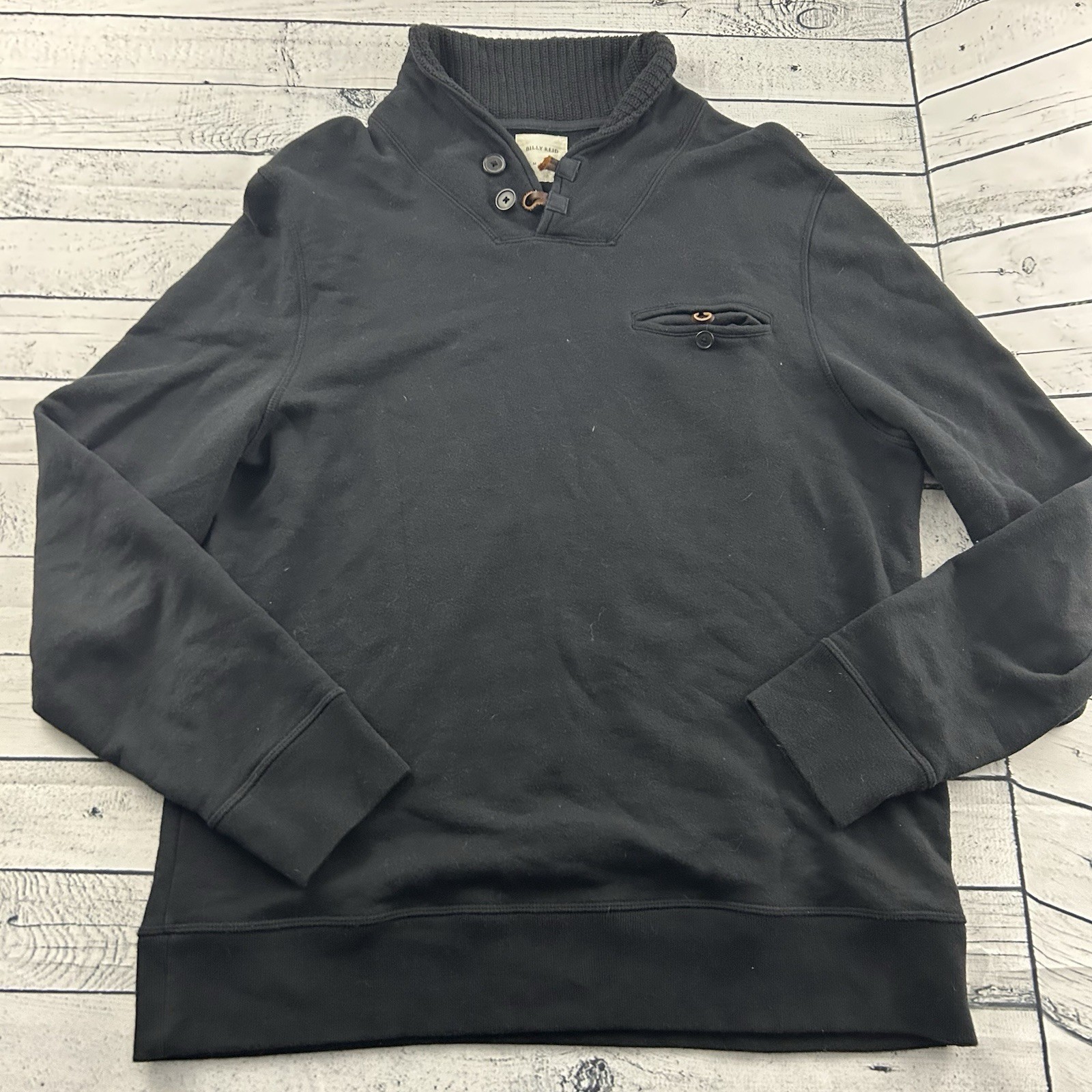 Billy Reid Cowl Neck Pullover Toggle Button Sweater Men’s XXL Black