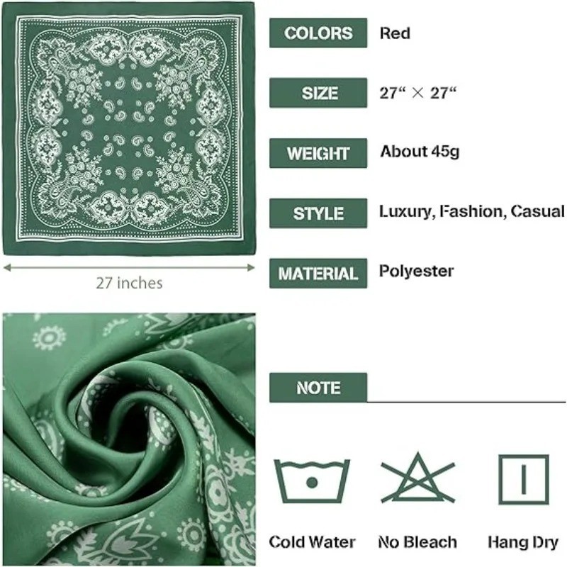 Large Silk Feel Satin Scarf Head Square Wrap Neck Neckerchief Shawl Hair Scarf
