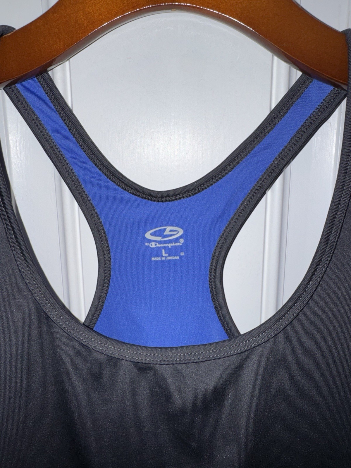 Champion Womens Stretch Polyester Racerback Black Tank Top Built In Bra Large
