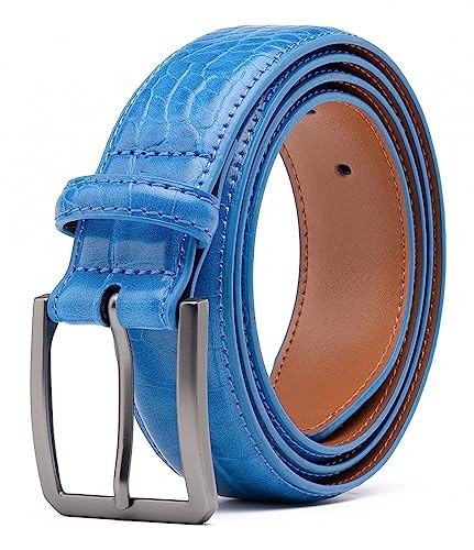 Fabio Valenti Belts for Men,Handmade Genuine Leather Men’s Belt 36/38 Azul
