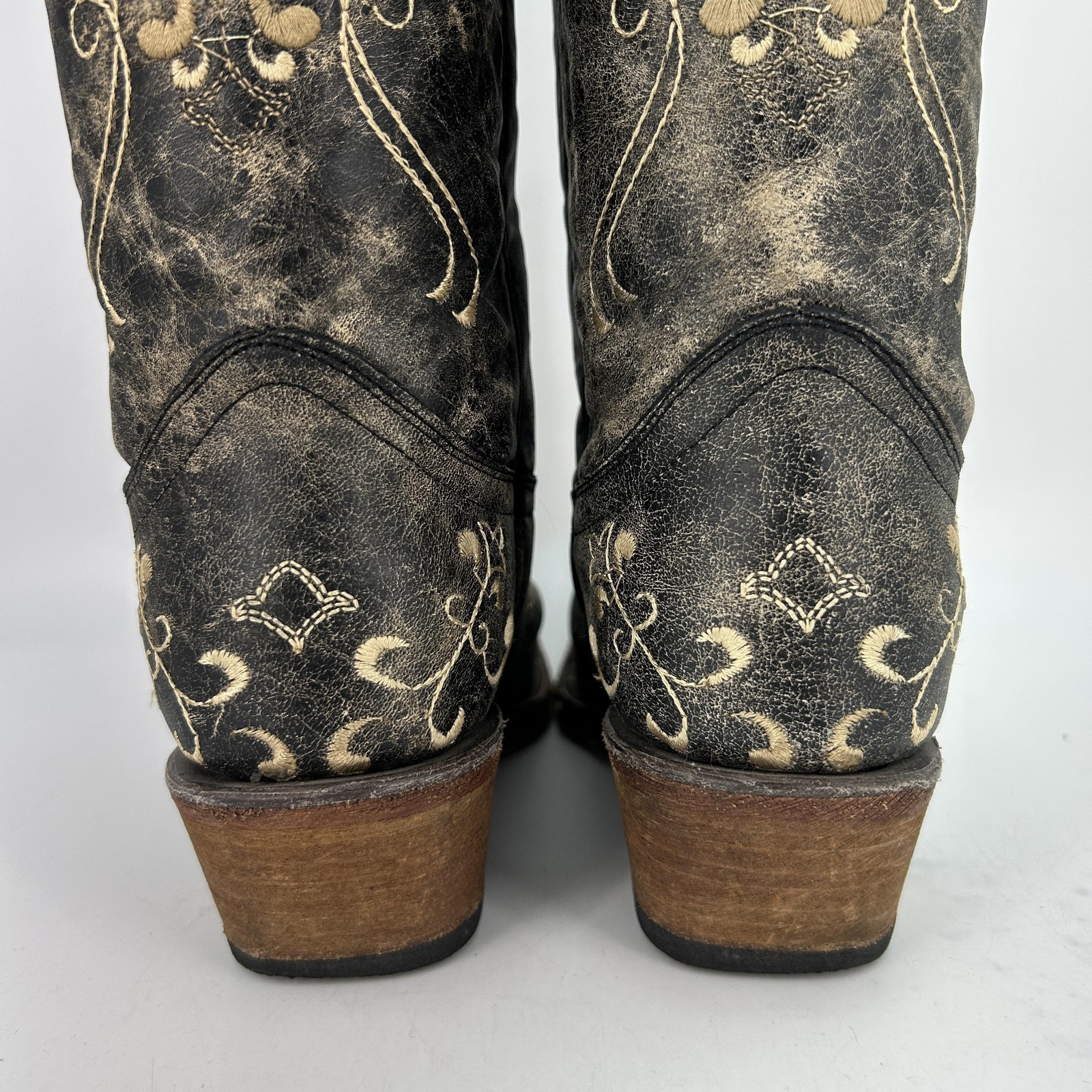 Circle G Boots Womens Size 7.5 L5048 Embroidered Crackle Western Cowgirl Leather