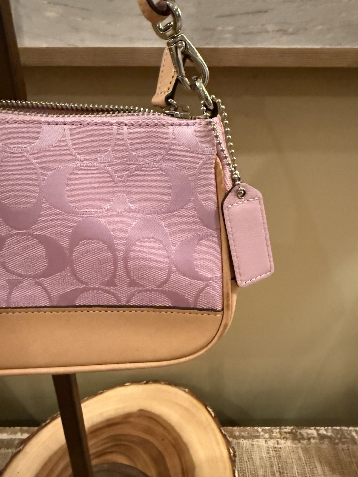 Coach Signature Mini Demi Bag Canvas Leather Bubblegum Pink 6094 Y2K Vintage