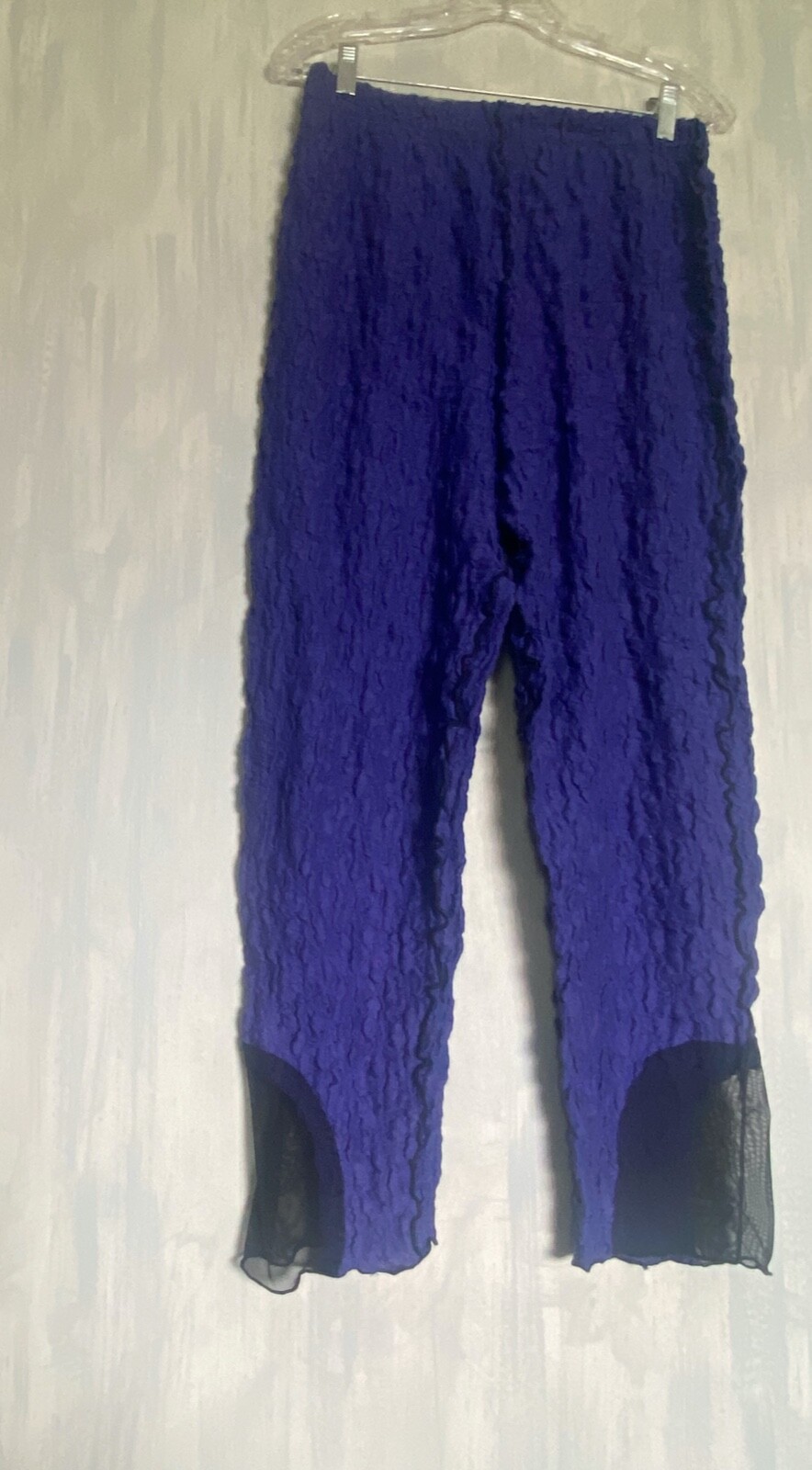 NOBLU / BREAKFAST IN TOKYO Lagenlook Purple Crinkle Gauze Cotton Pants w Mesh M
