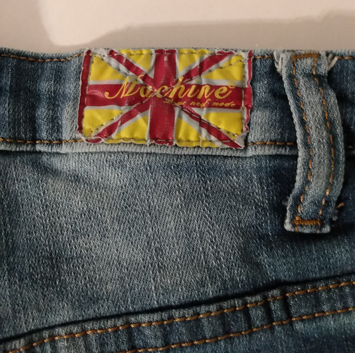 Machine Jeans Women’s Shorts waist measures 28 in. Distressed Flag, tag size 30″