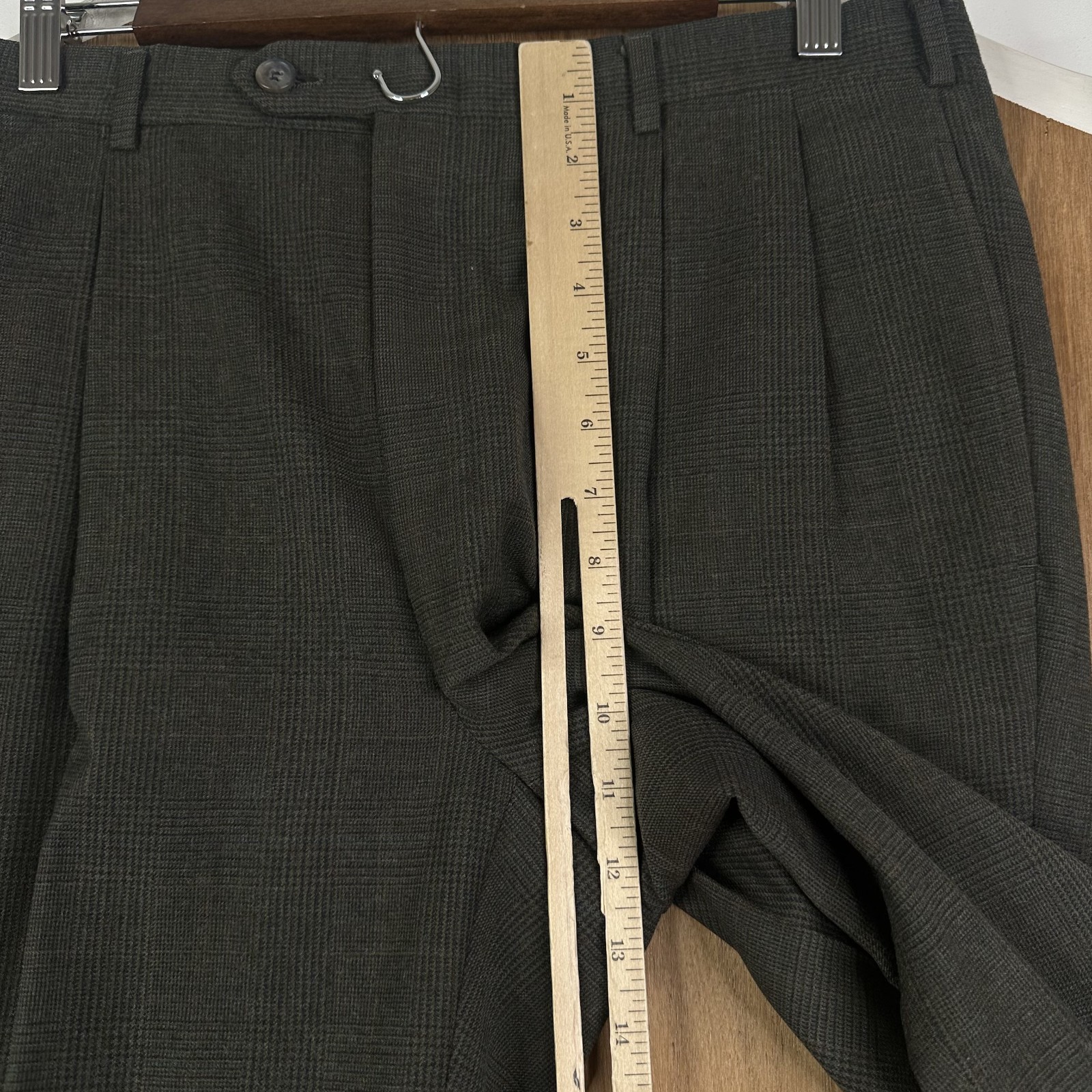 VTG Hart Schaffner Marx Suit Mens 40R Brown Glen Check 2 Button Wool Pants 34×29
