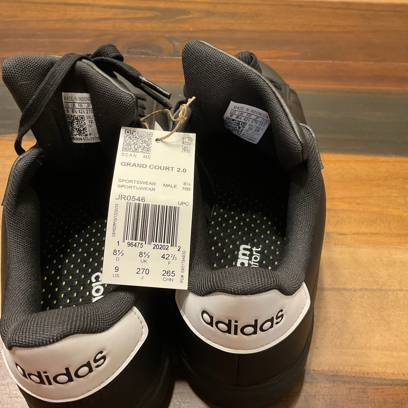 Adidas Grand Court 2.0 “Core Black / Cloud White” Men’s Size 9