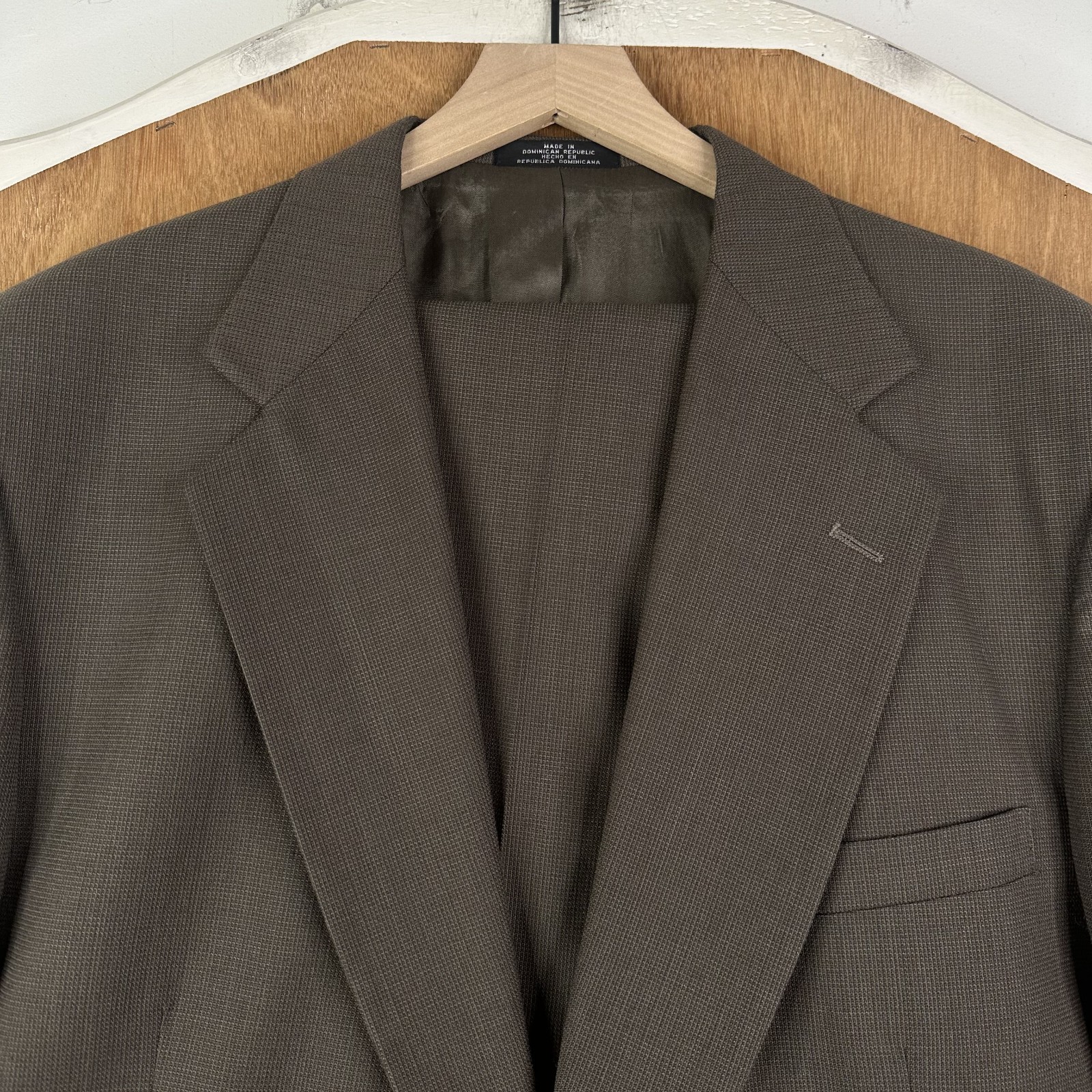 Towncraft Suit Mens 46L Brown 2 Button Polyester Wool Pants Mens 38×31 Canvased
