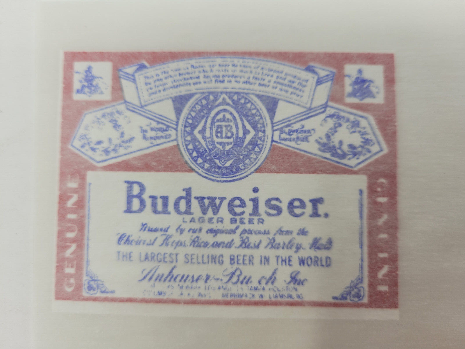 Budweiser Beer Iron-On T-Shirt Transfer 3×2.25 in. Vintage – NEW