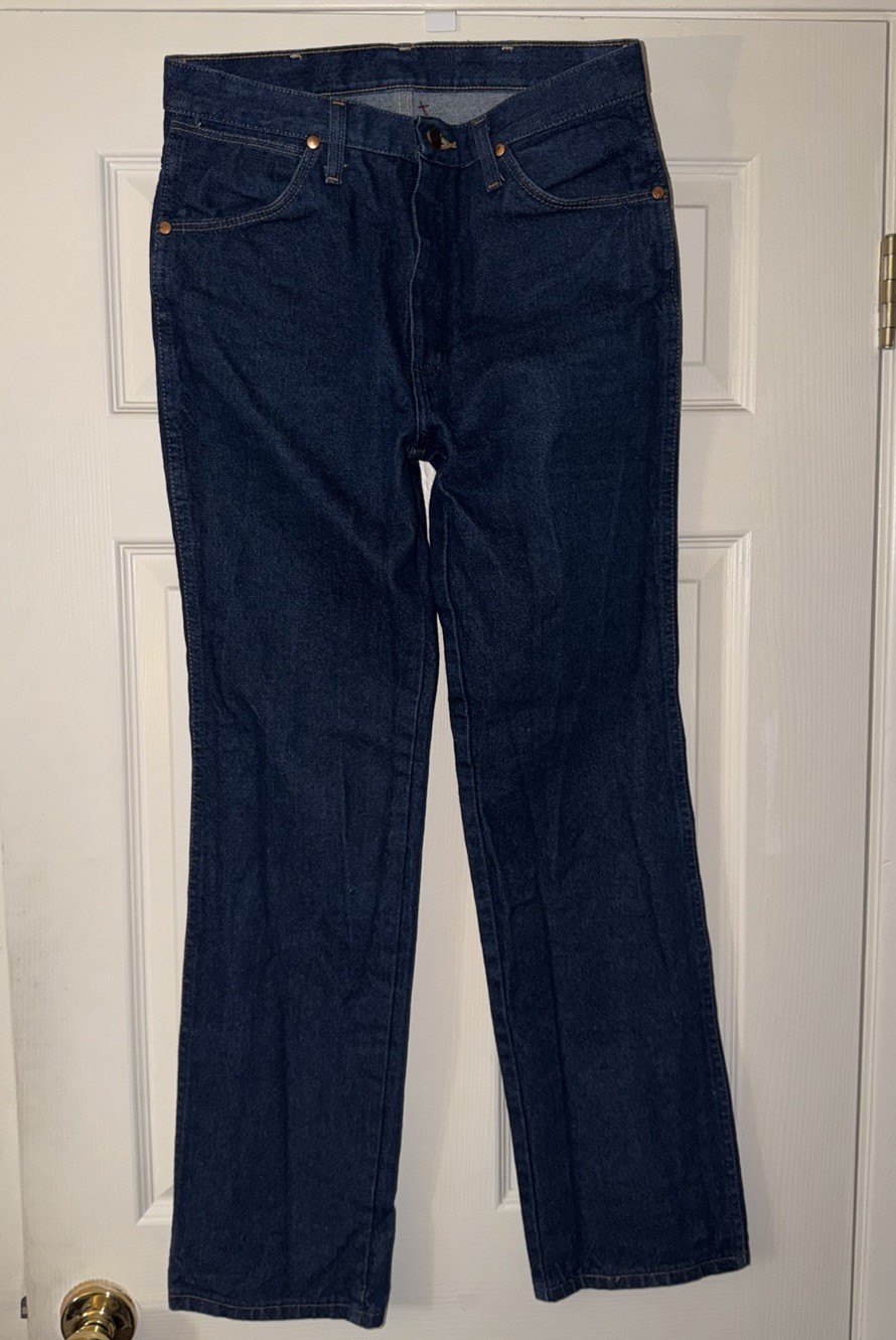 Wrangler Cowboy Cut Men’s Dark Wash Blue Denim Straight Leg Jeans Regular Fit