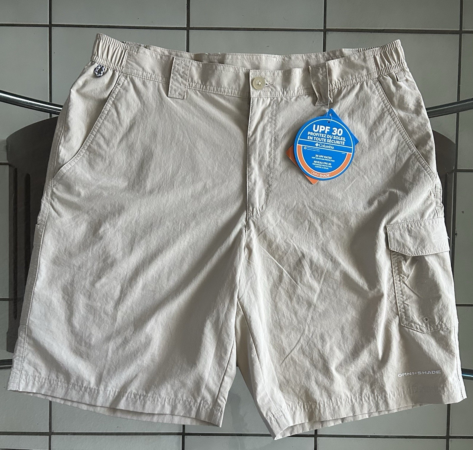 NWT Columbia PFG Blood & Guts III Shorts Omni-Shade UPF 30 Mens Khaki 36W 10L