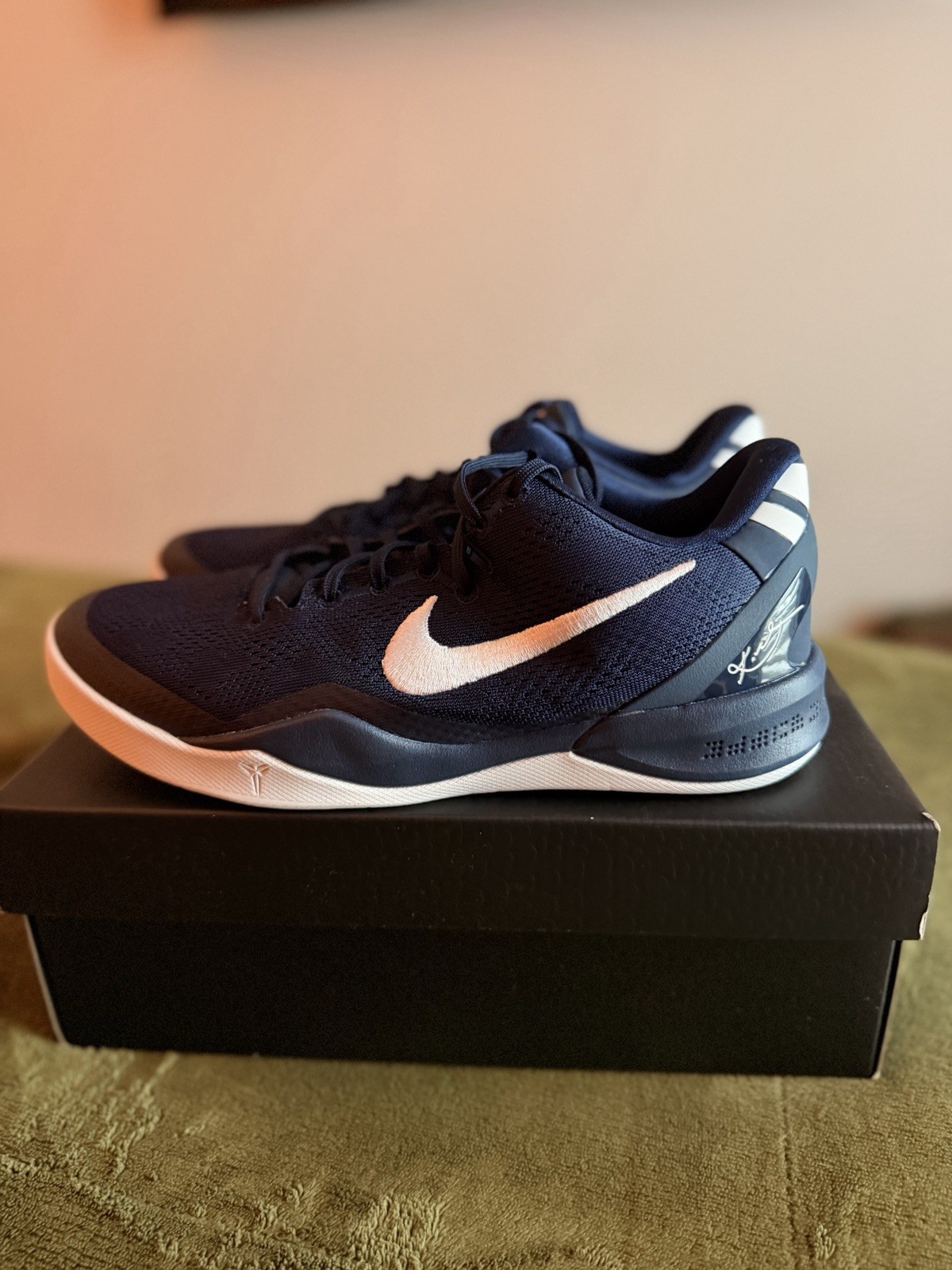 Nike Kobe VIII College Navy White Size 7 Y 8.5 W Original Box Basketball New