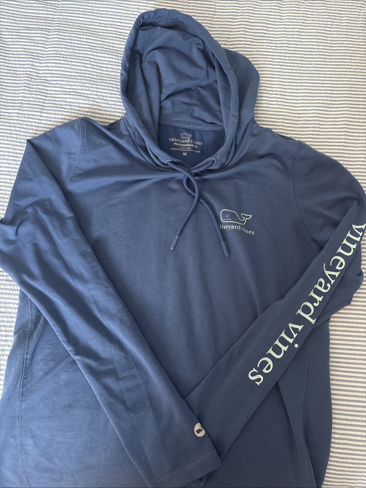 Vineyard Vines Shirt Mens Medium Blue Performance Hoodie Heathered Long Sleeve