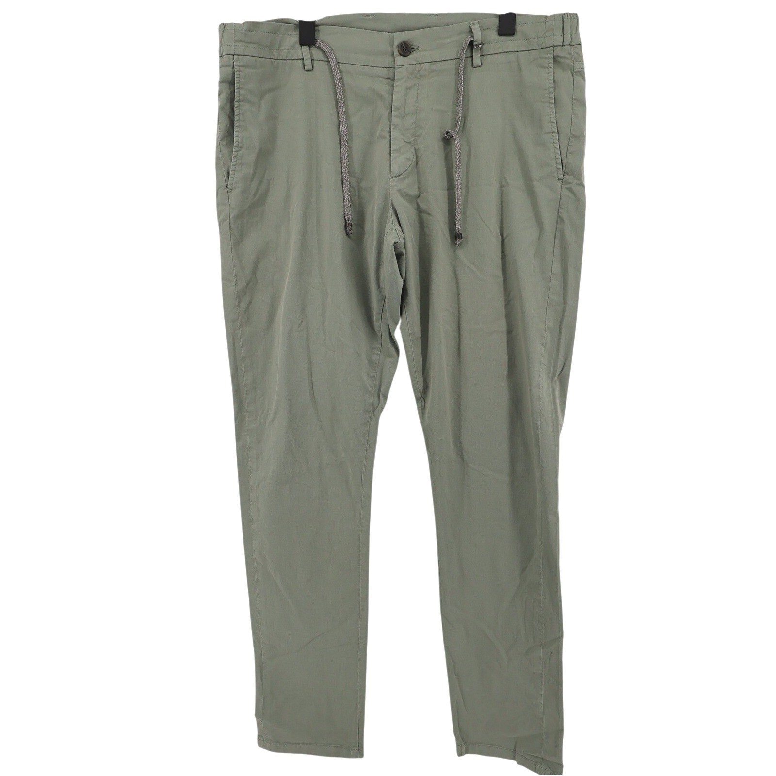 Canali Drawstring Waist Chino Stretch Pants Sage Green Mens XL Fits 36″ IT 52