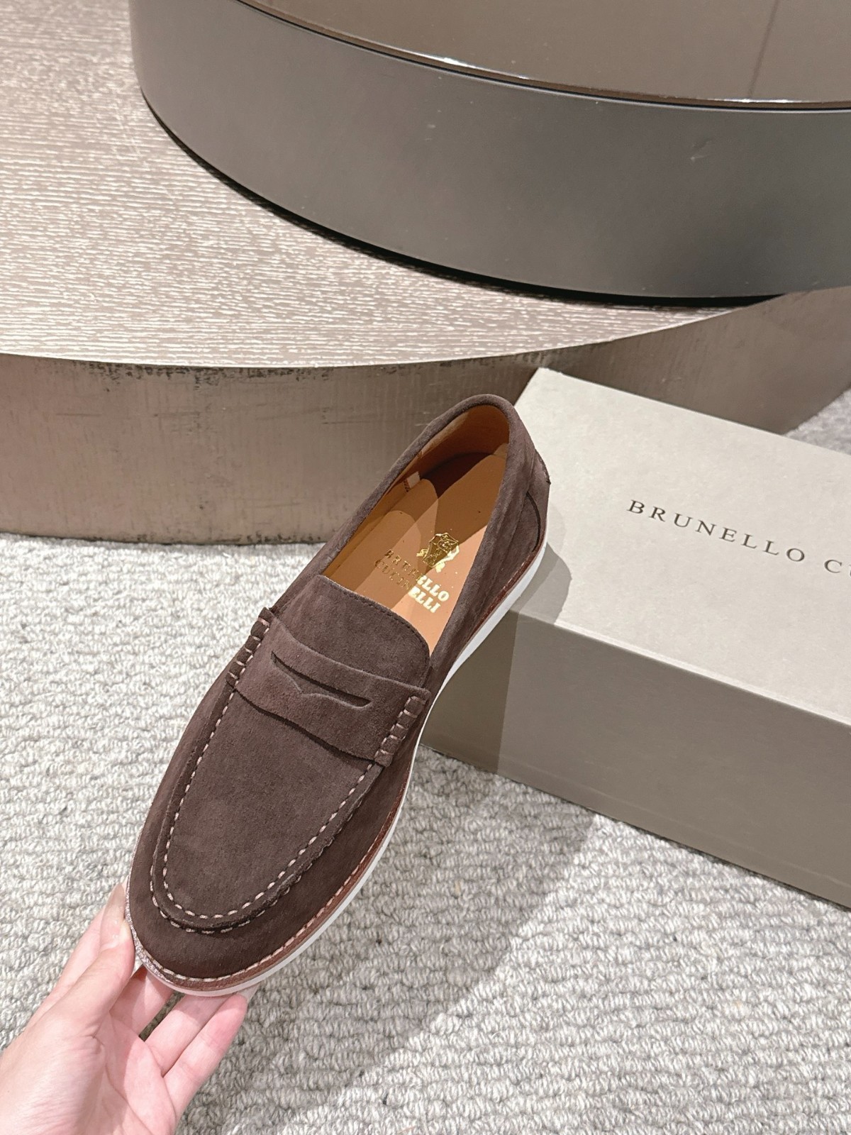 Brunello Cucinelli Style Loafers – Suede Slip-On Casual Shoes Size 43