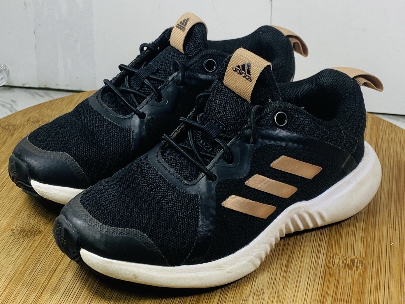 Adidas FortaRun X Running Shoes Girls Sz 11.5K Black Rose Gold Sneakers FV7998