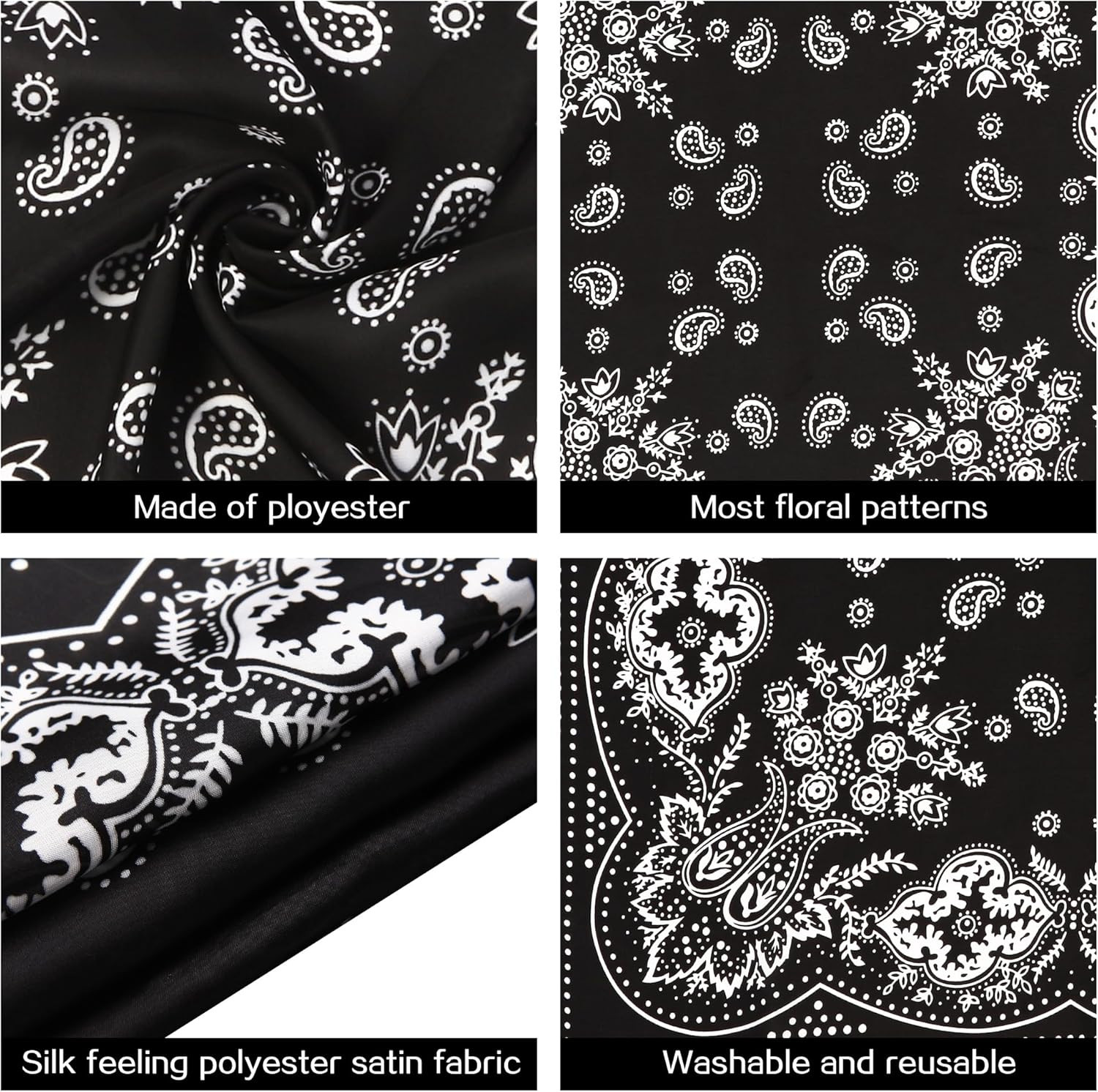 Satin Head Scarf – 27.5 Inches Silk Bandana Hair Wrap Square Scarf for Women & G