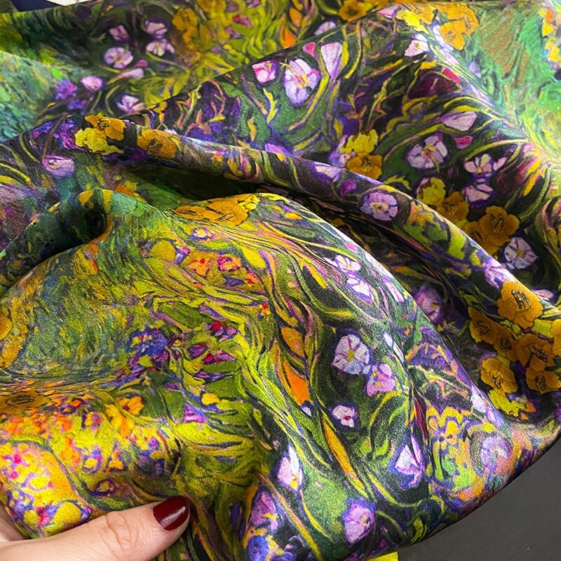 100% Silk 27″ Square Scarf Women Neckerchief Wrap Bandana Floral Oil Painting