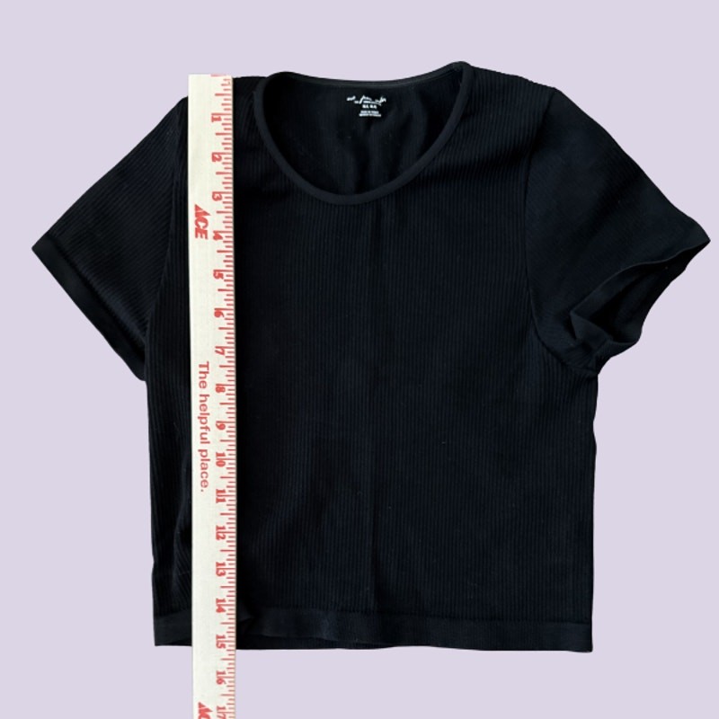 Urban Outfitters Out From Under Black Ribbed Crop Tee Short Sleeve M/L