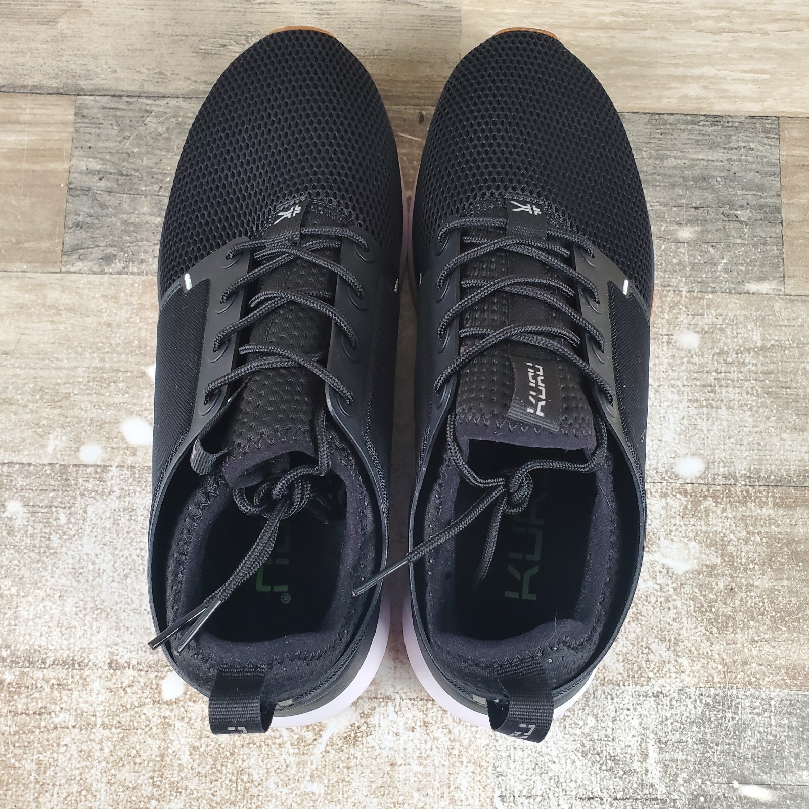 KURU Atom Womens Shoes Sz 9.5 M Running Jet Black White Gum Lace-Up Sneakers