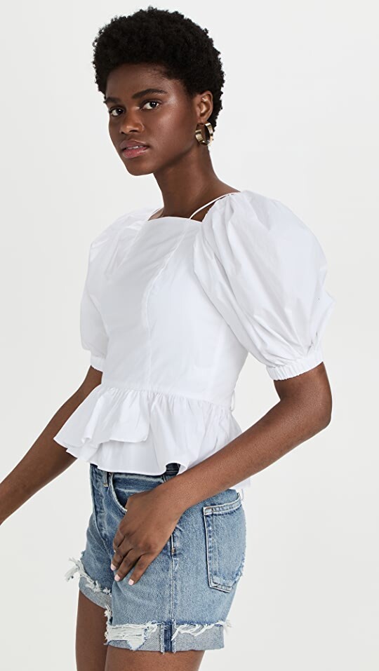 ULLA JOHNSON Women’s Carlotta Blouse In White Blanc