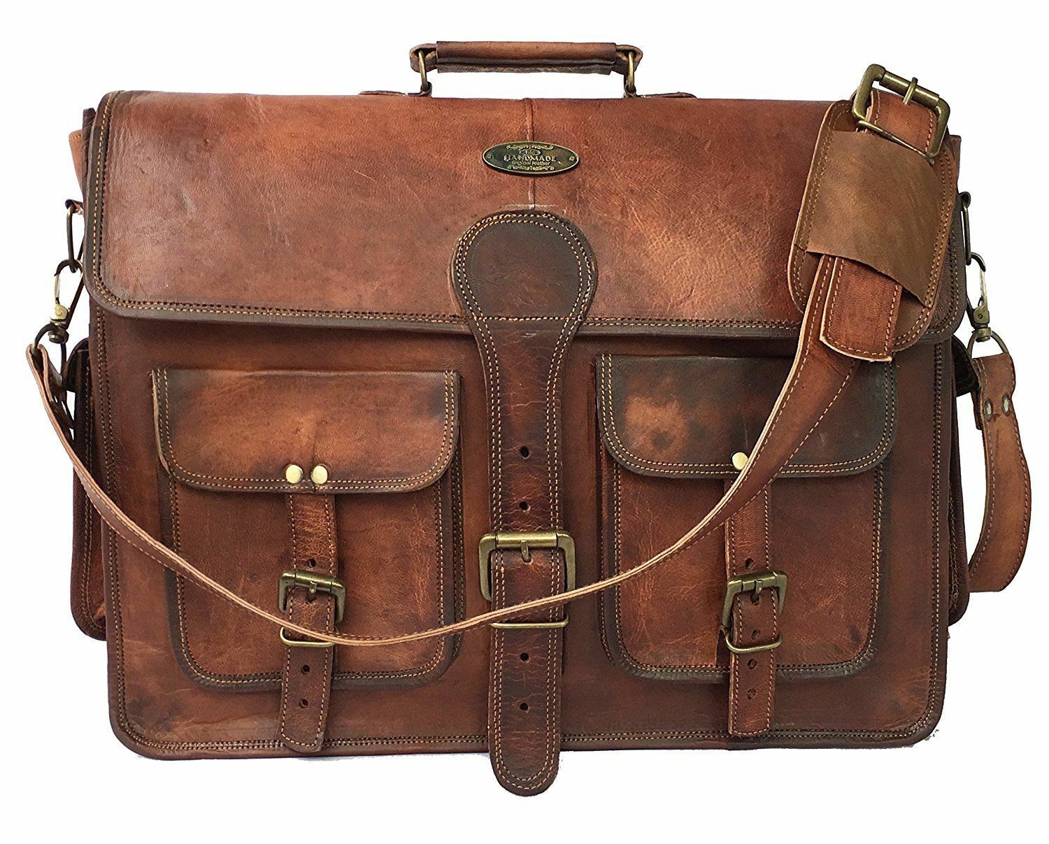 Handmade Men’s Genuine Leather Vintage Laptop Messenger Briefcase Bag Satchel