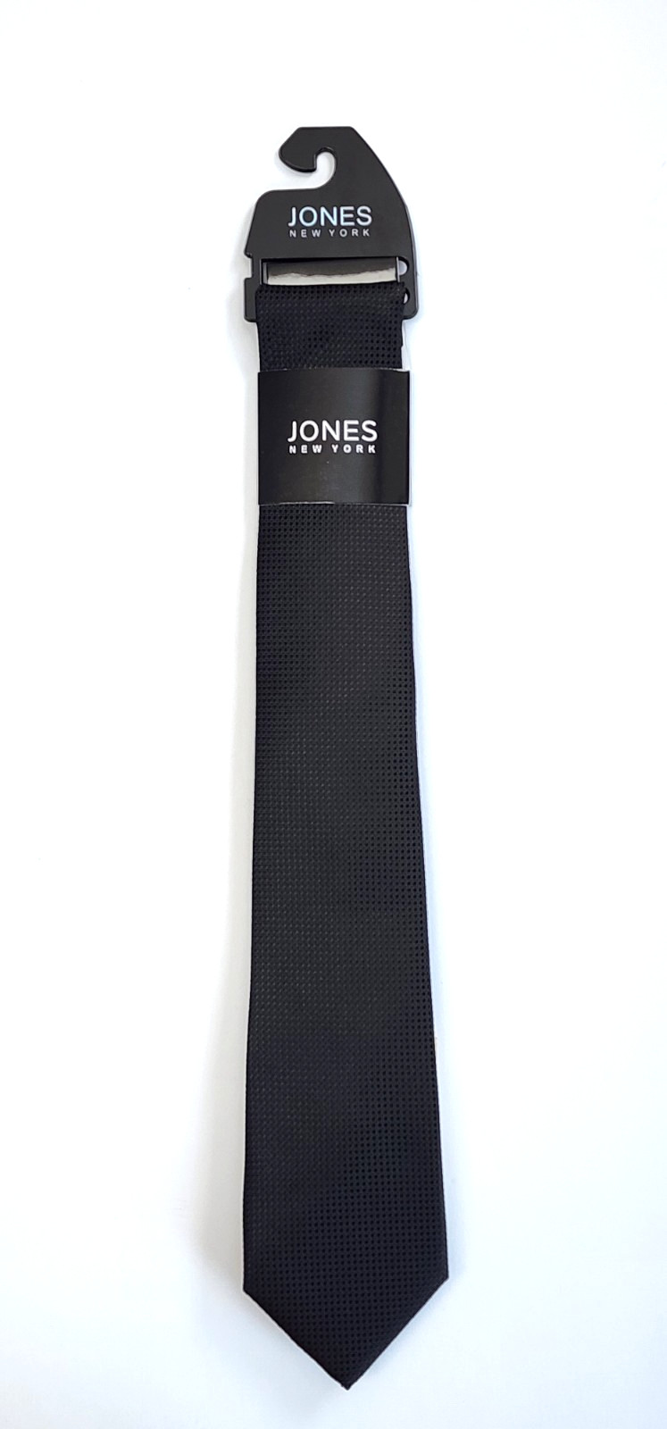 Jones New York Slim Dress Tie Black Grid Pattern Handmade 3″ x 57″