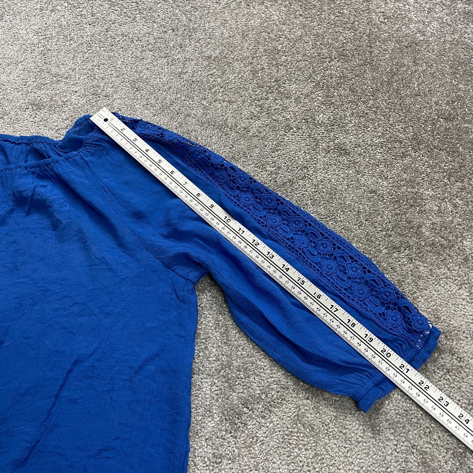 Unique Spectrum Off The Shoulder Blouse Womens 2Xl Royal Blue Flowy Casual Top