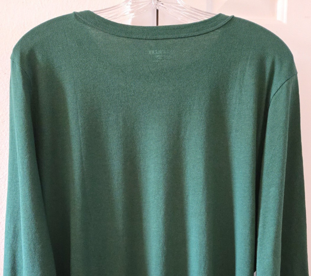 Dark Green Emerald Cotton Jersey Scoop Neck Long Sleeve T-shirt XL 2X XXL 3X 4X