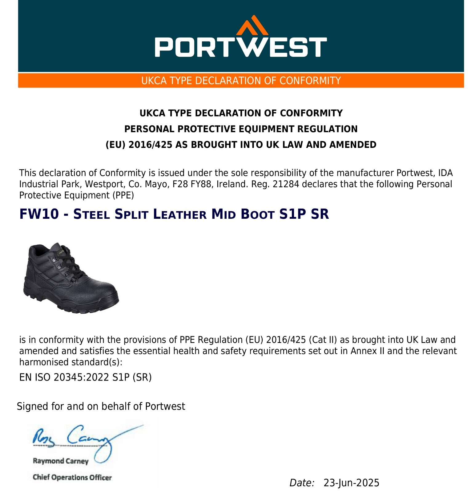 Portwest Steelite Protector Boots Safety Work Steel Toe Cap Leather Shoes Black