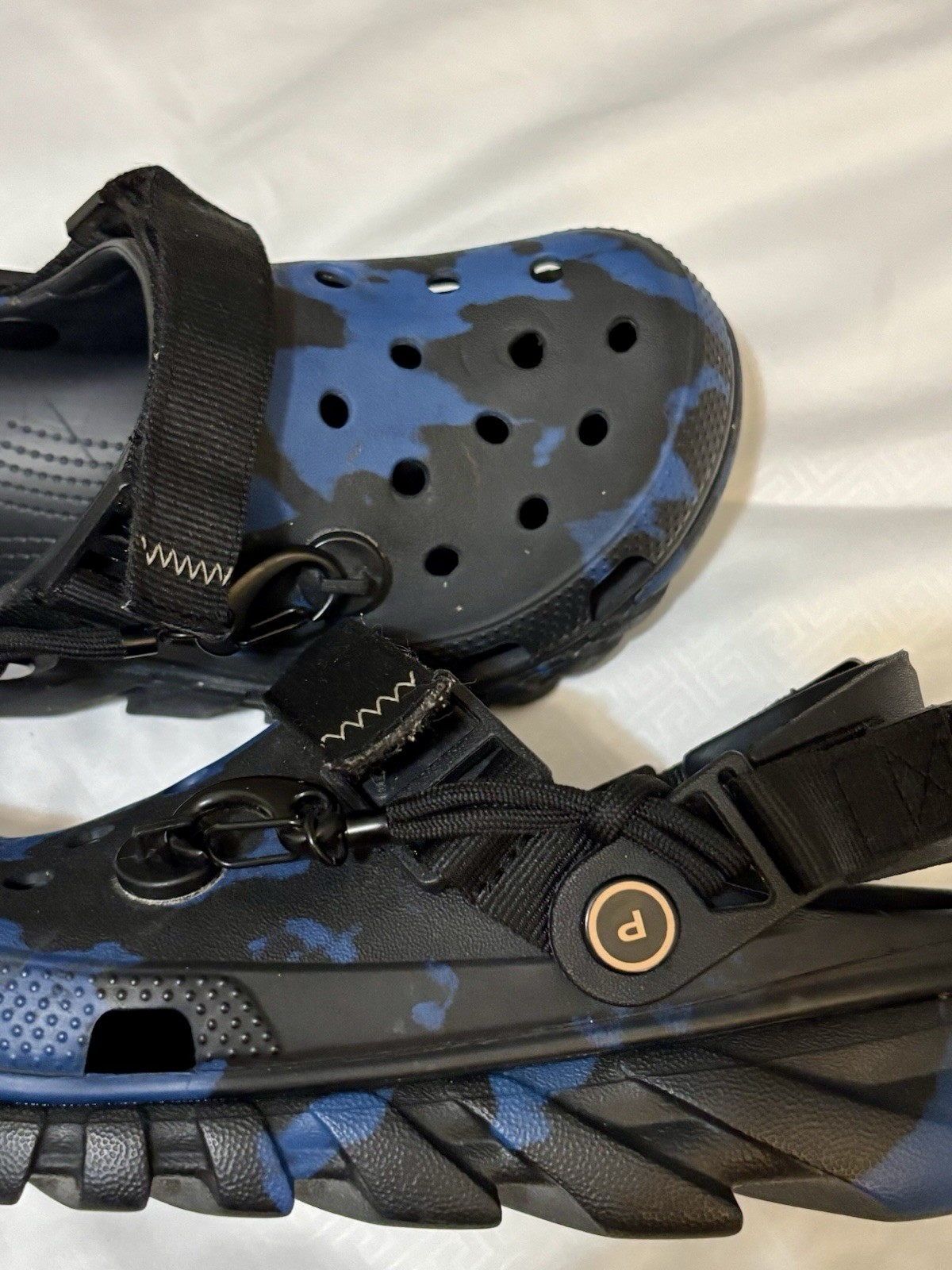 Crocs Duet Max Clog Post Malone Blue Camo sz M5 W7 EUC