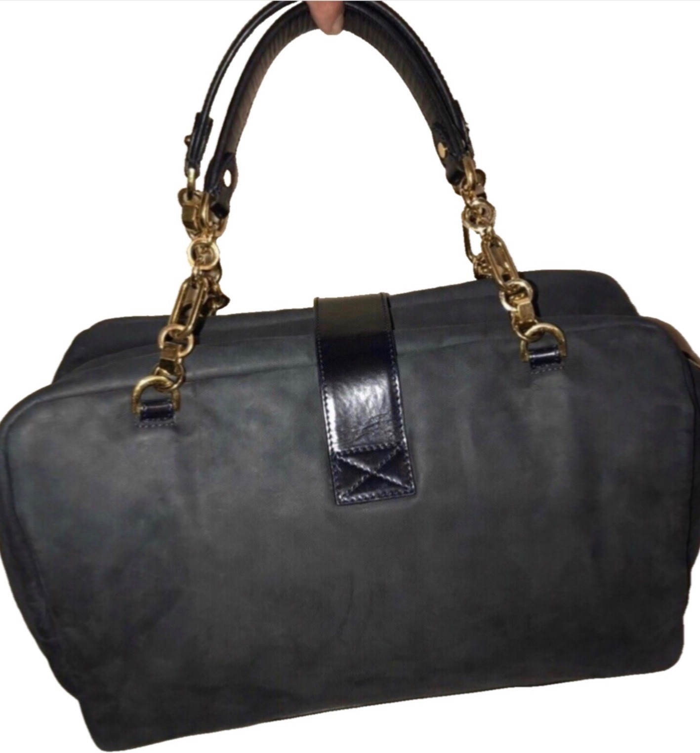 Loewe Leather Laura 33 handbag Black Pony-style calfskin Chain top Handle Bag