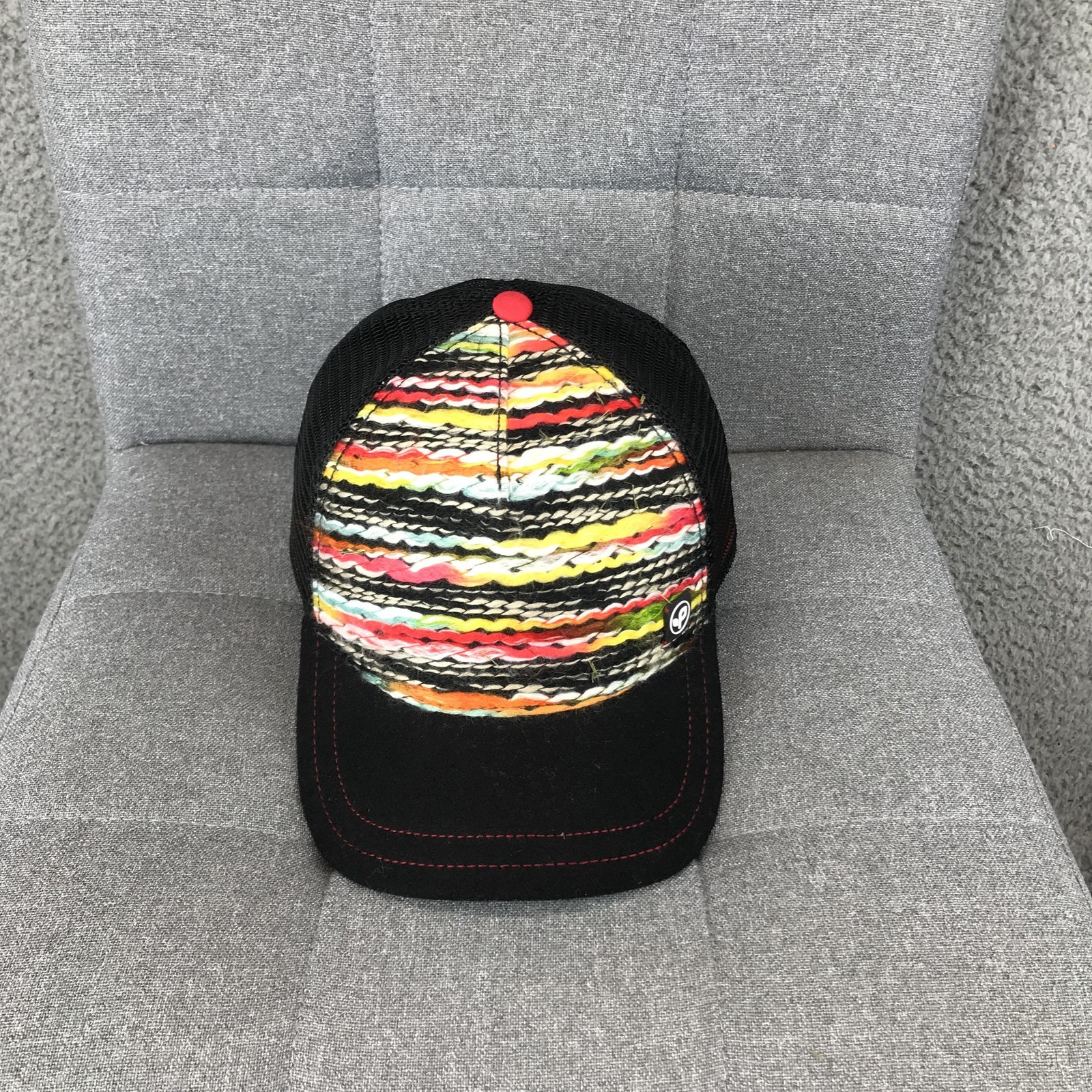 Pistil Hat Cap Trucker Snap Back One Size Multicolor Mens Knit Stripe Mesh Logo