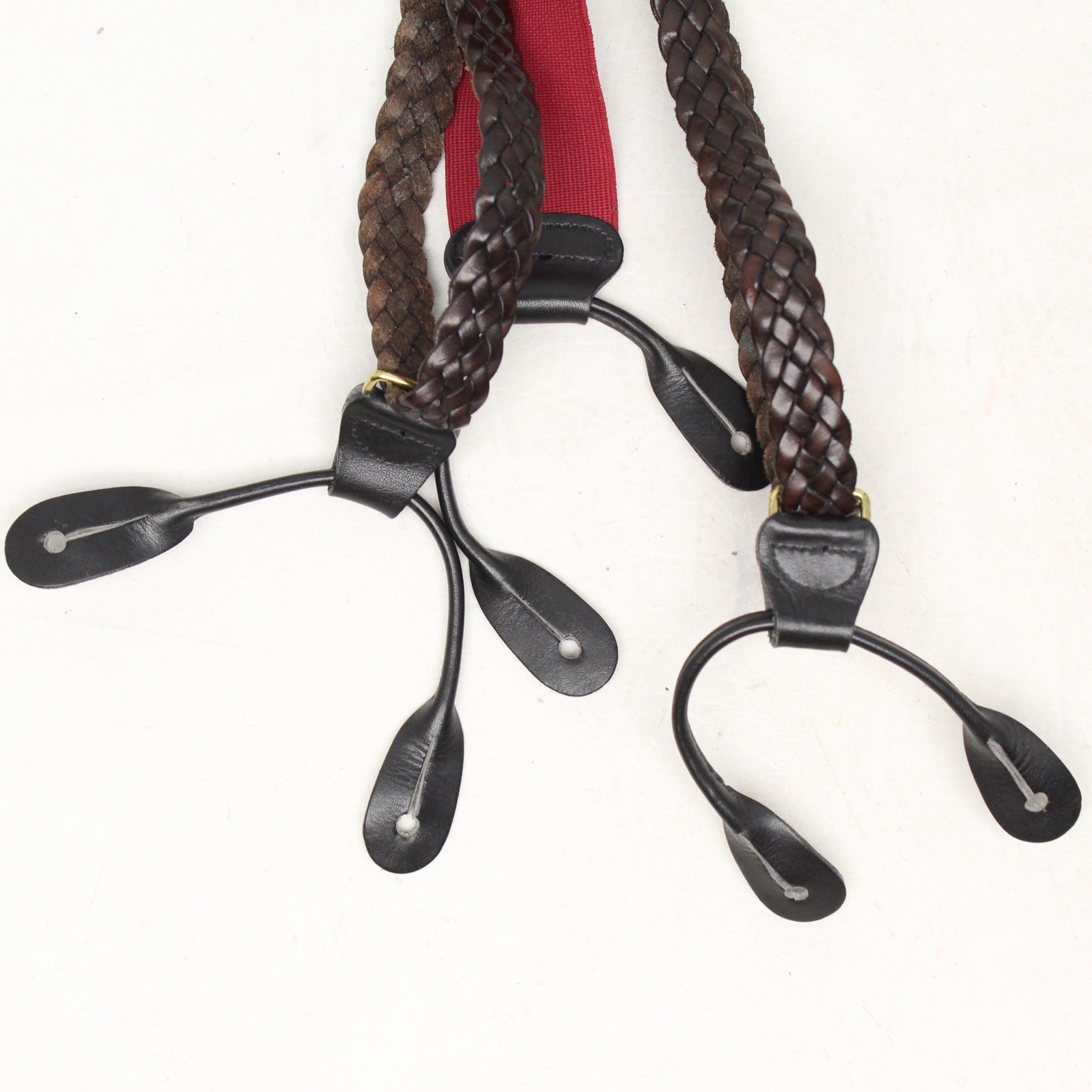 Trafalgar Braided Plaited Braces Suspenders Mens Dark Brown Thin Strap