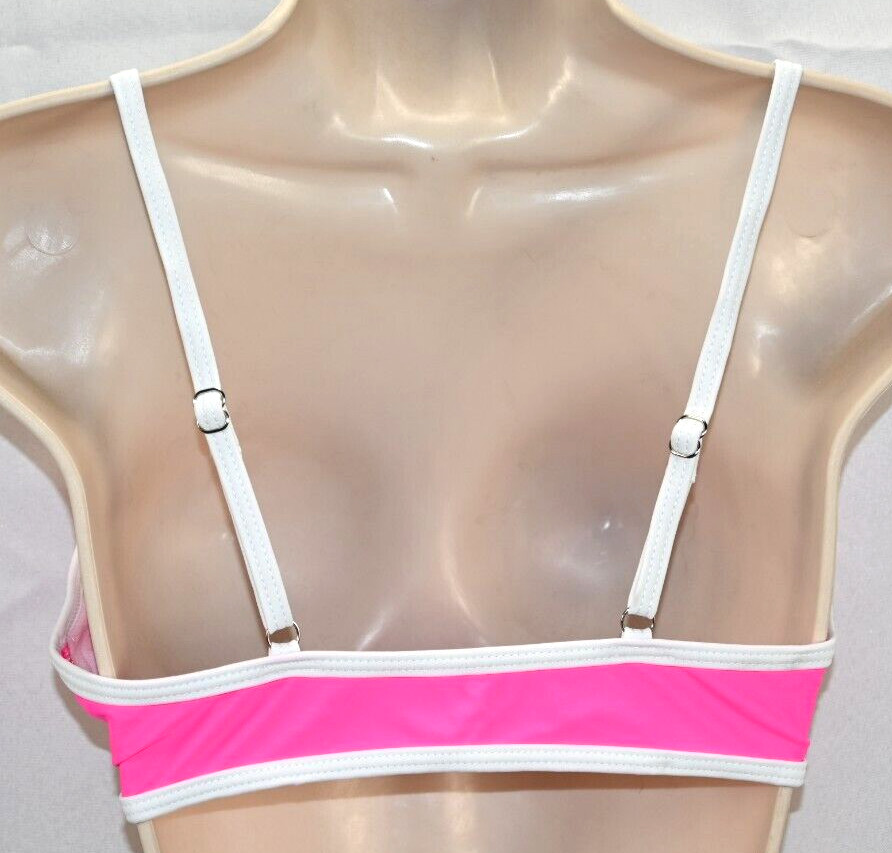 Hot Pink & White Bikini Top Pullover Size S Removable Pads Polyamide & Elasthane