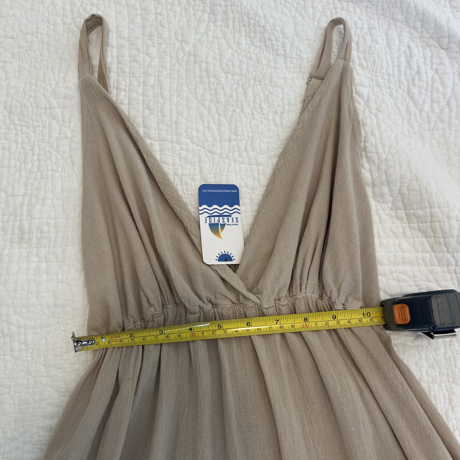 SEASPICE Resortwear Samantha Maxi Dress Baby Beige 100% Peruvian Cotton XL Boho