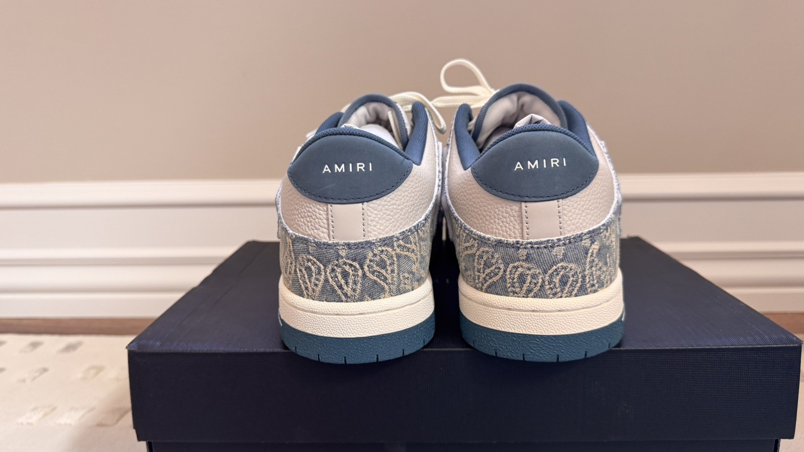 Amiri Skel Low-Top Sneakers in Natural/Denim BNWB 47