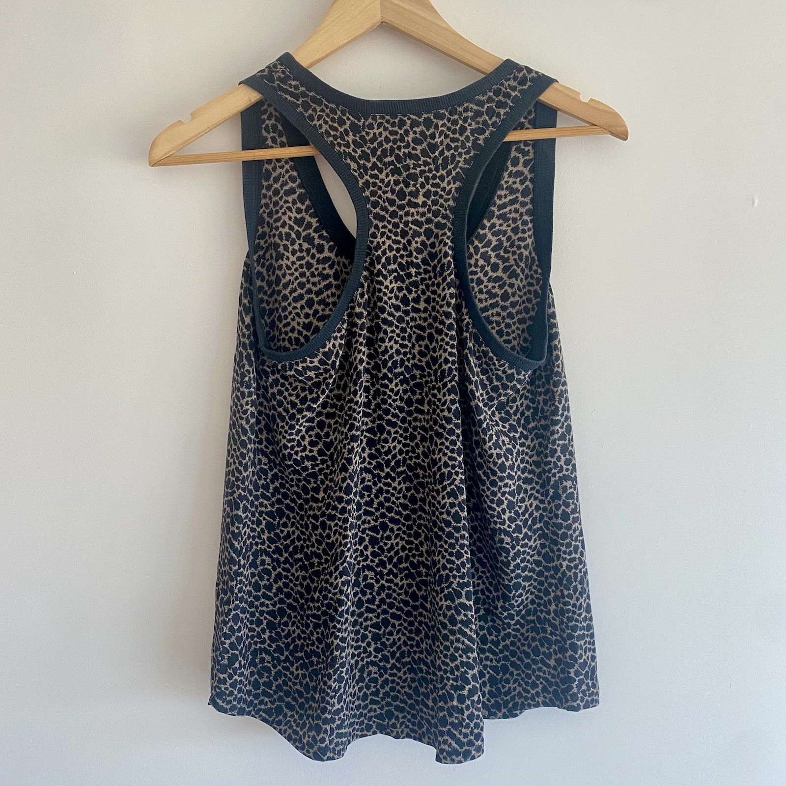 Joie Alicia Caviar Leopard Silk Racerback Tank with Side Pocket, size S
