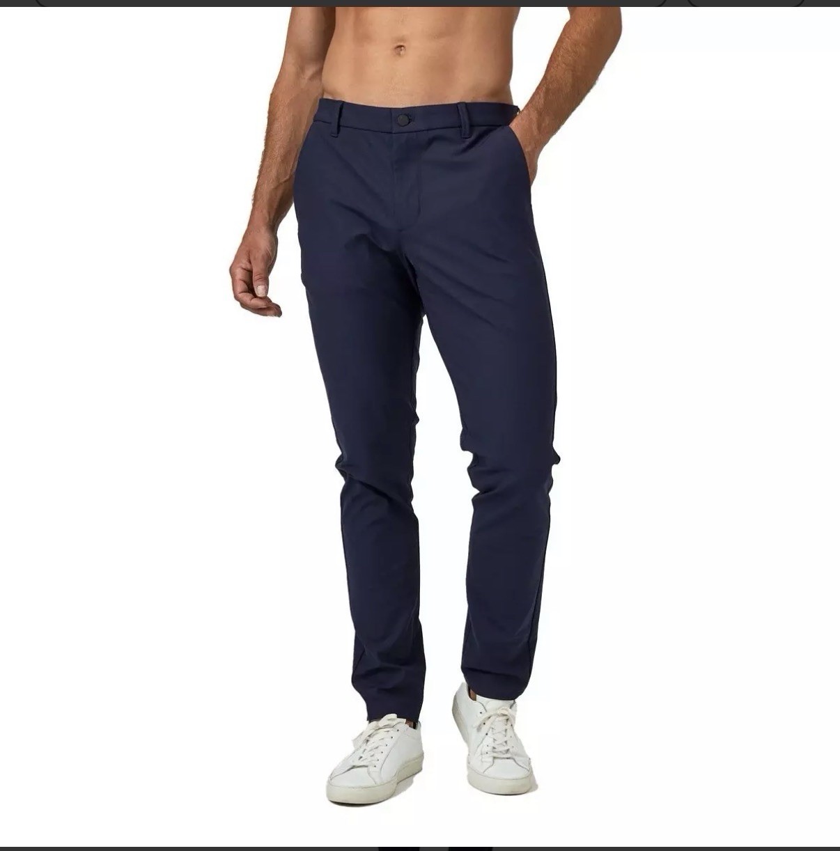 Men’s Navy Blue Infinity Polyester Woven Chino Pants 7 Diamonds, Size 36×30