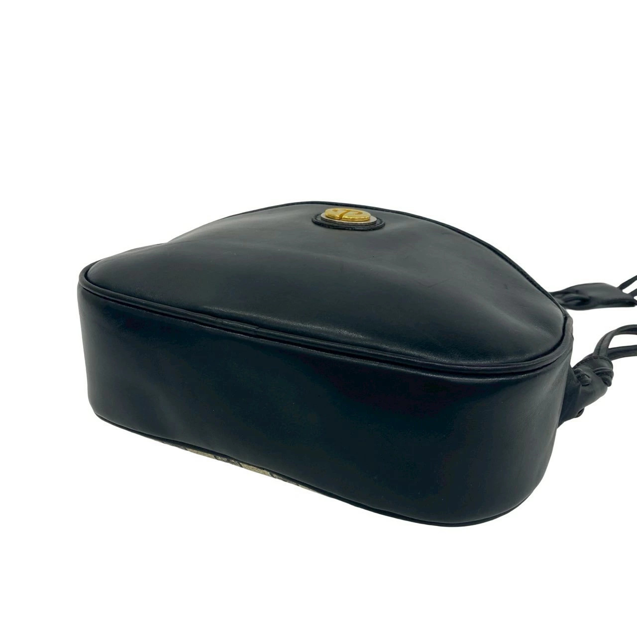 GUCCI Vintage Old Gucci GG Logo Pattern Hardware Leather Shoulder Bag Navy