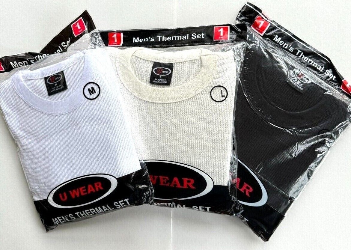 Men’s Mens Thermal Underwear Set 2PC Piece Top Bottom Long John Waffle Sm-4XL