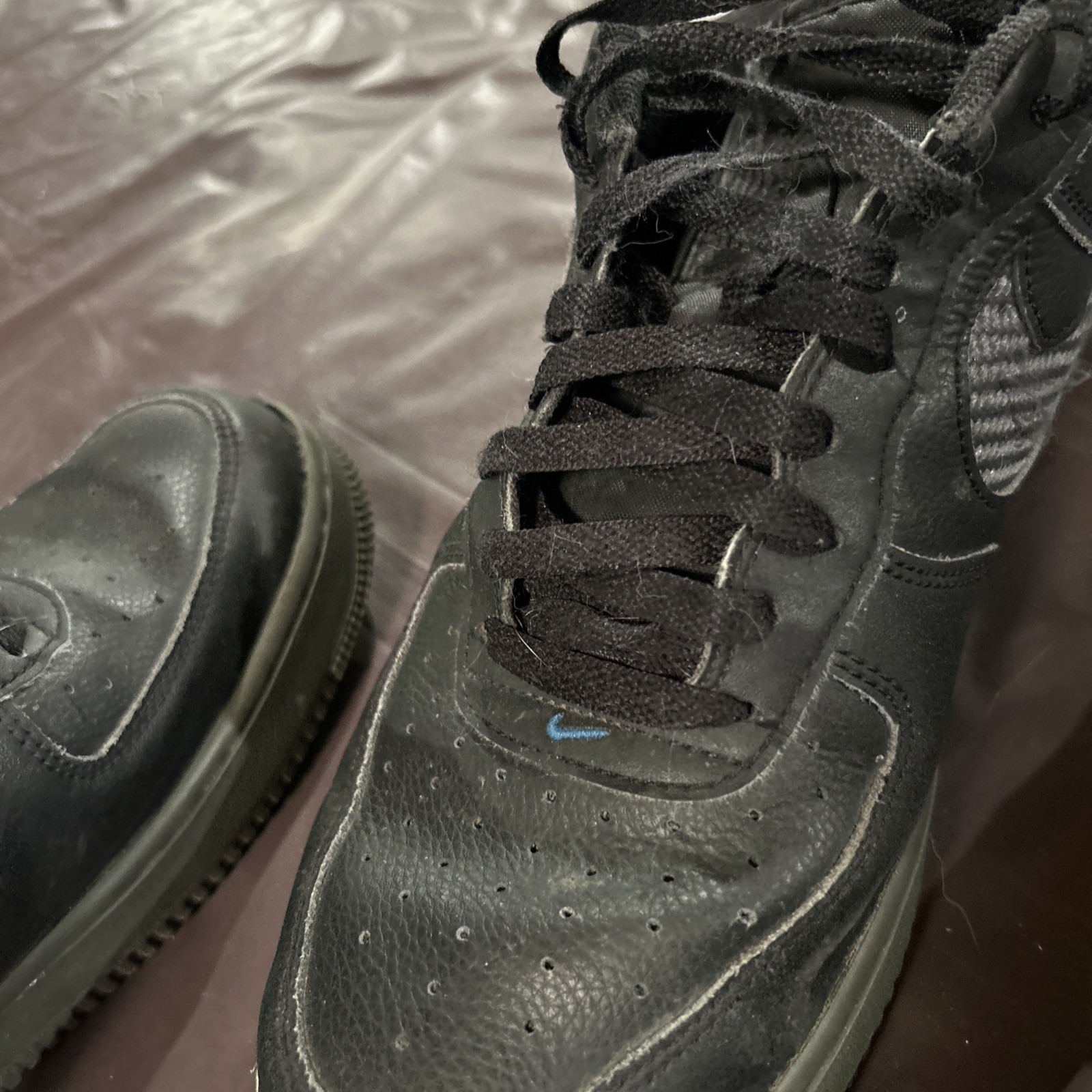 Size 11 Nike Air Force 1 Carbon Fiber” Black/Grey/Blue USED