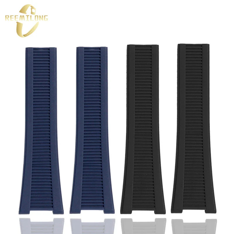 Silicone rubber watch strap 25*13mm High-quality soft stripe black brown gray