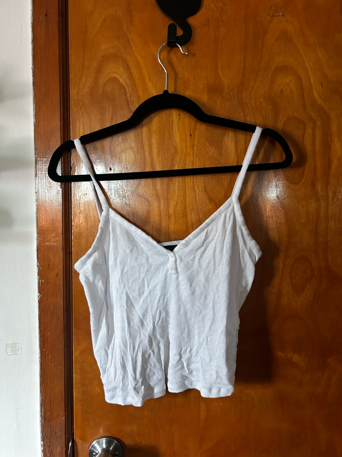 J Crew cropped white tank top with buttons, large