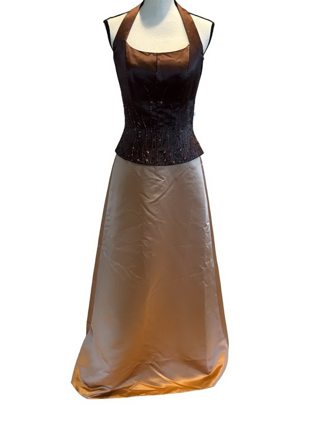 Bella Formals By Venus Brown Caramel Beaded Halter Corset Gown Size 10 $325