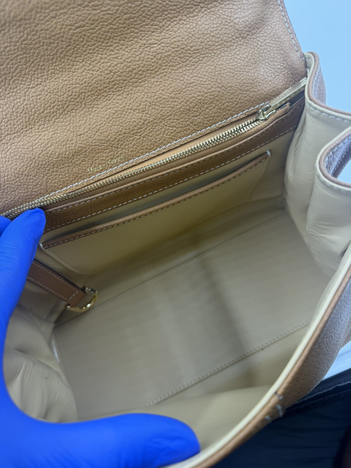 Delvaux Brillant Grained Calfskin lychee texture handbags Caramel medium