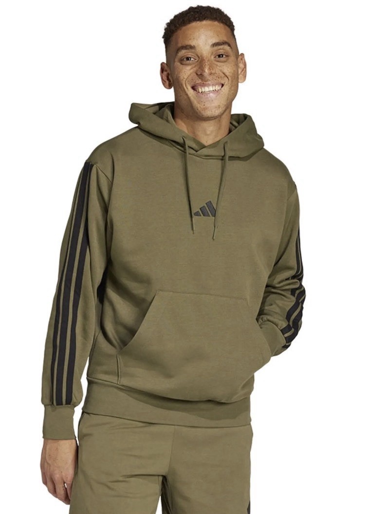 NWT adidas men Essentials Fleece 3-Stripes Full-Zip Hoodie Size Large