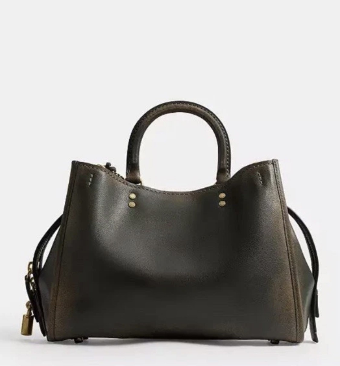 NWT Coach Loved Leather Rogue 31 Bag Brass Green Full Grain Leather CEN42