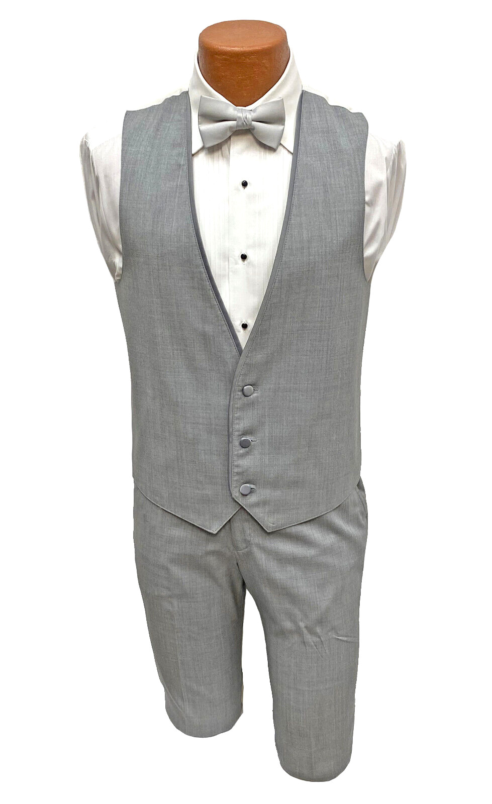 Jean Yves Savoy Men’s Grey Tuxedo Three Piece Suit with Vest Size 44R 38W