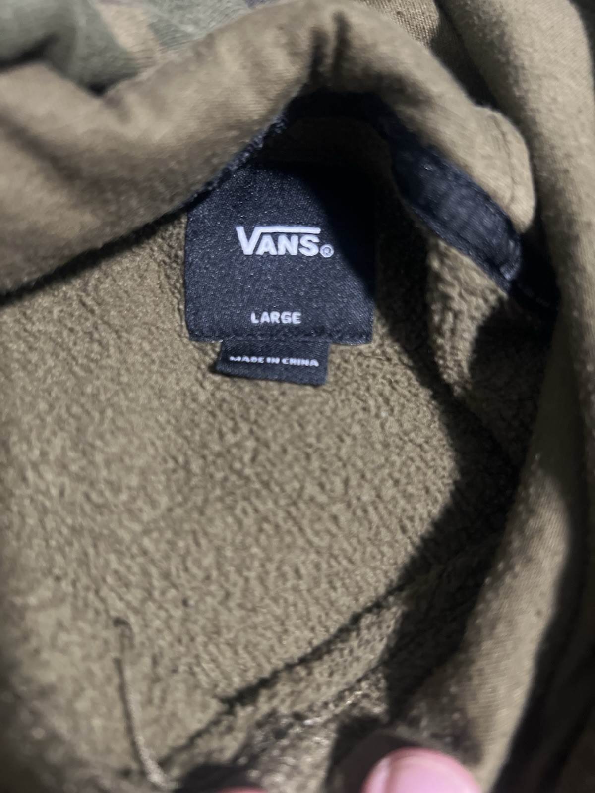 Vans Men’s L Green Camouflage Fleece Pullover Hoodie w/ Hood & Pockets